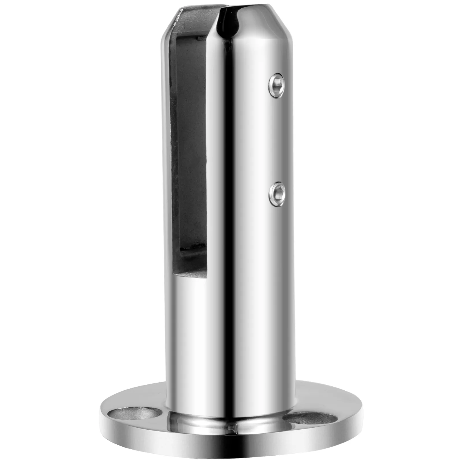 VEVOR Glasgeländerklemme, Edelstahl, poliertes Finish, isoliert auf weißem Hintergrund.