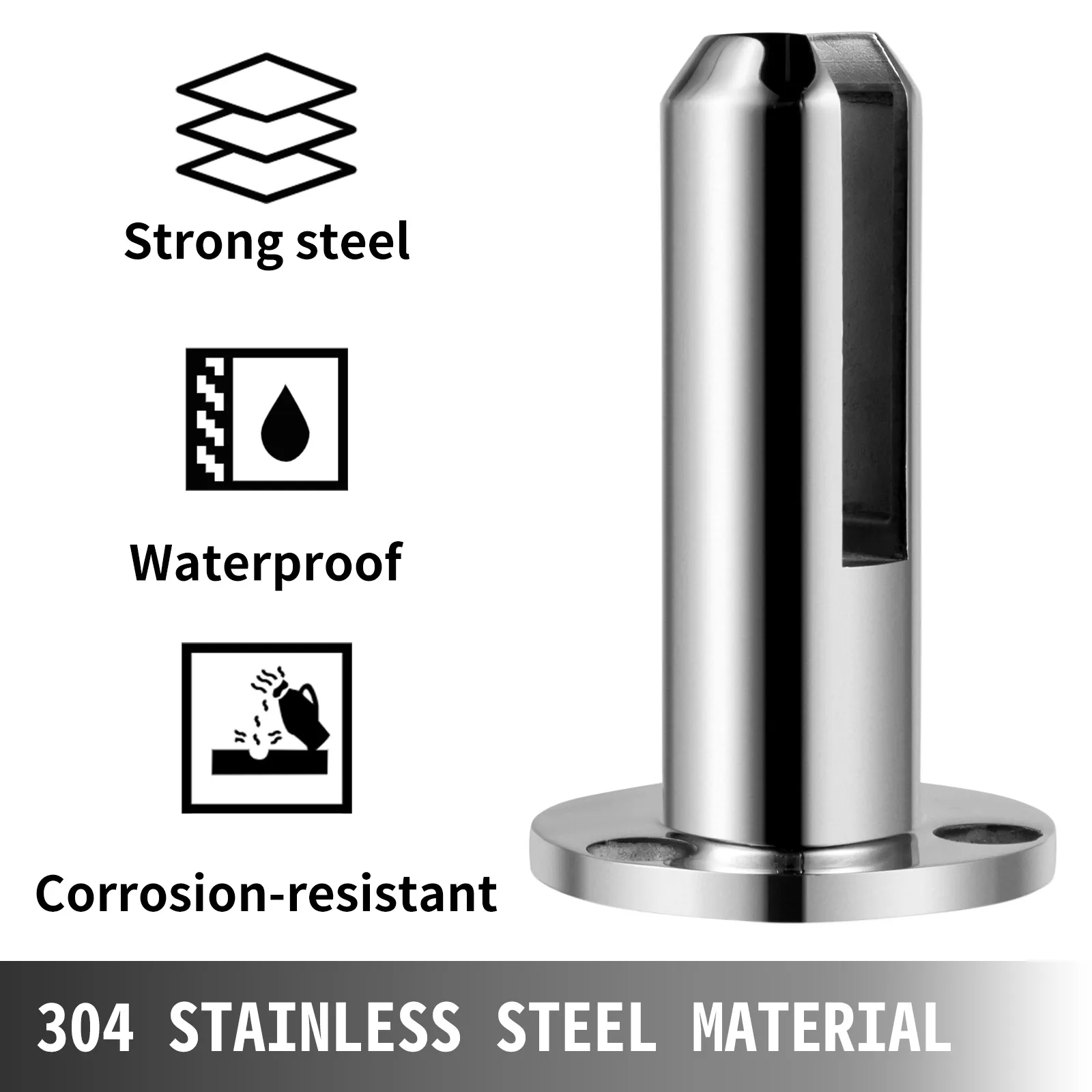 VEVOR Glasgeländerklemme: Starker Stahl, wasserdicht, korrosionsbeständig, 304 Edelstahl.