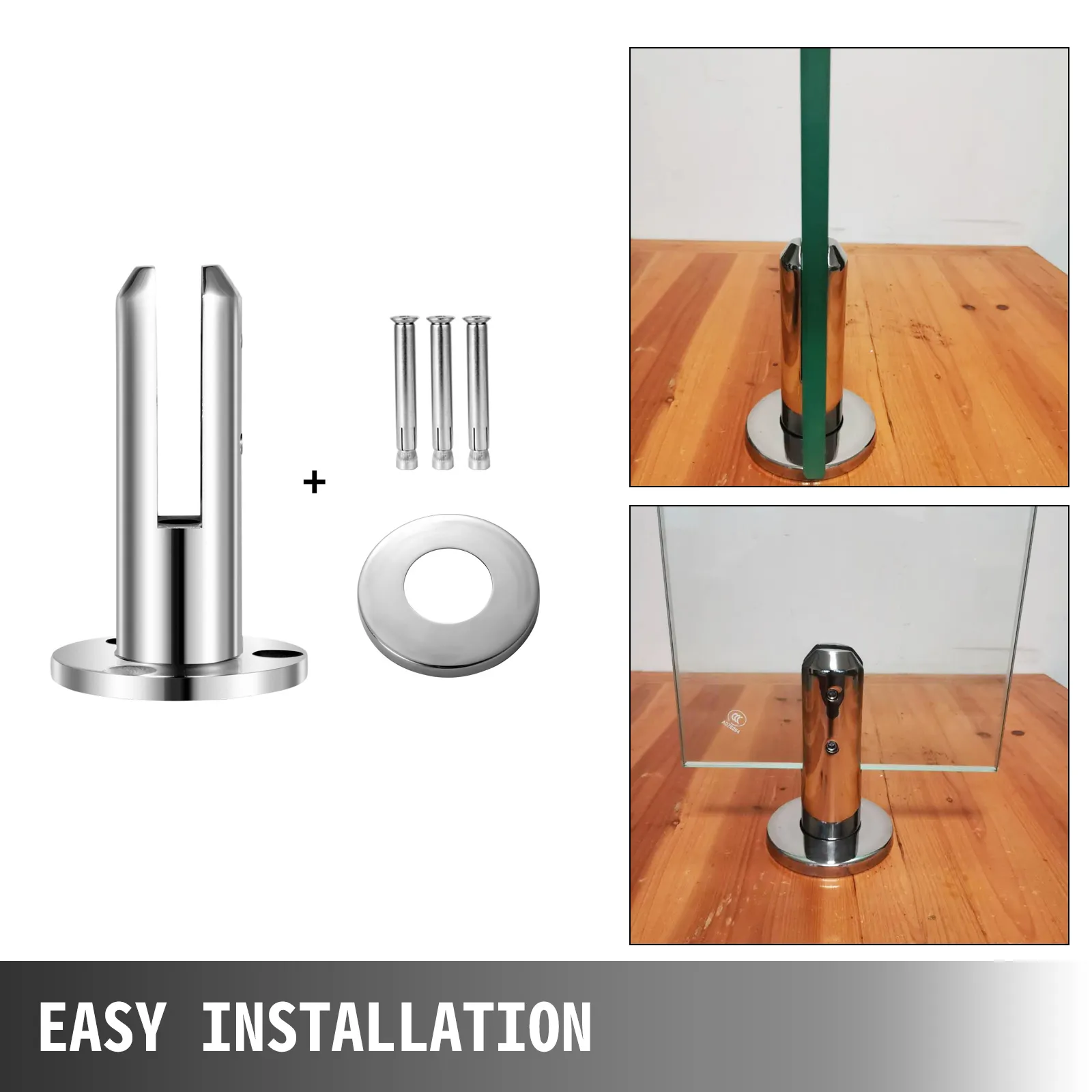 VEVOR-Glasgeländerklemme mit Montagezubehör, Glasplatten und einfacher Installation.