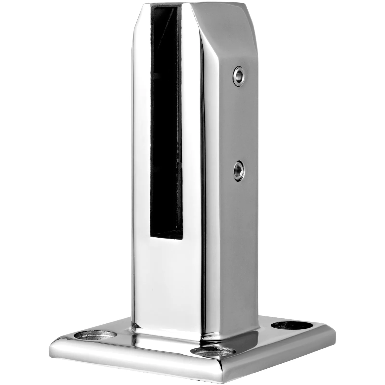 polished stainless steel VEVOR glass railing clamp with a modern design.
