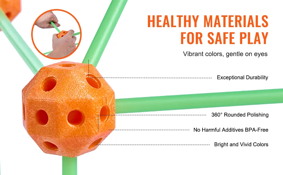 VEVOR tent fort kit with durable bpa-free materials, vibrant colors, gentle on eyes, and safe rounded edges.