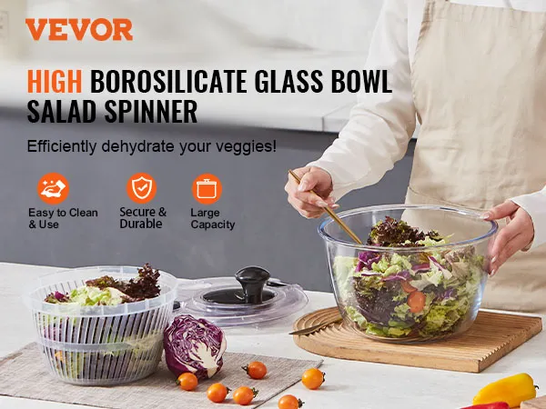 VEVOR slacentrifuge van glas met een hoge kom van borosilicaatglas, veilig, duurzaam en eenvoudig in gebruik.