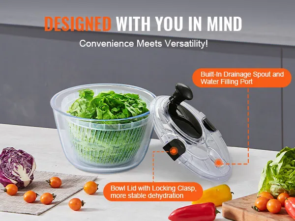 VEVOR glazen slacentrifuge met afsluitbaar deksel, ingebouwde afvoertuit en watervulopening.