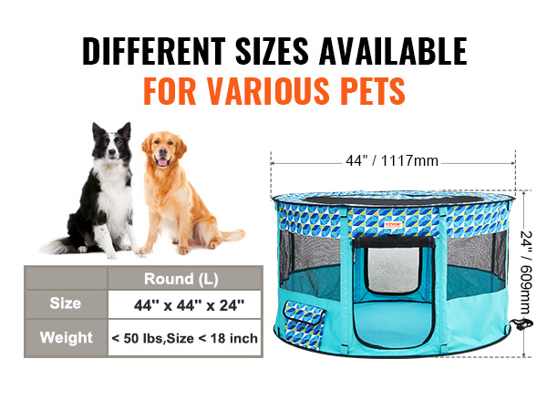 Welpenlaufstall Mit DogPads – 106,7x107,7x66 Cm, Blau, Mit Netzfenstern – Für Drinnen & Draußen