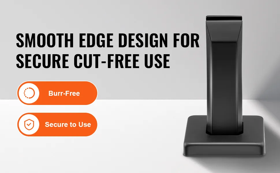 smooth edge VEVOR glass clamp for burr-free, secure use, featuring sleek black design on white background.