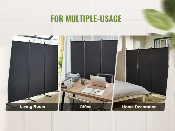 VEVOR room divider showcasing multiple usage in living room, office, and home decoration settings.