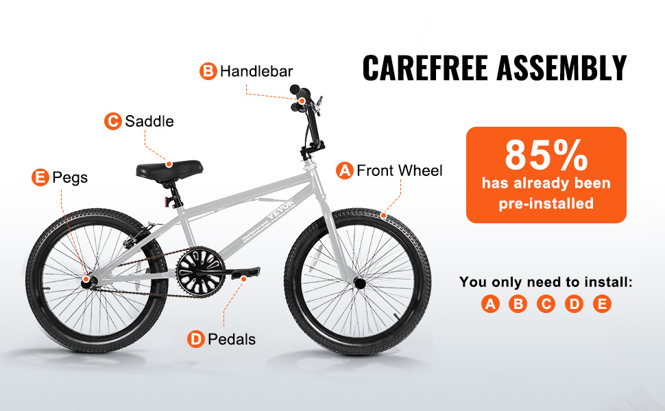 BMX 20インチ VEVOR BMX Bike 20 Inch – 48 to 60 Inches, 360°, 20