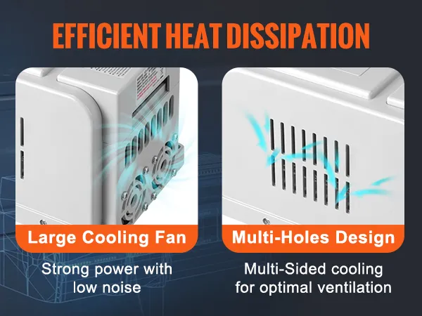 VEVOR vfd 2.2kw with large cooling fan and multi-holes design for efficient heat dissipation.