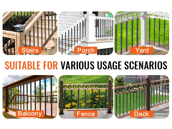 Barandillas metálicas para escaleras VEVOR para instalaciones en escaleras, porches, patios, balcones, cercas y terrazas.