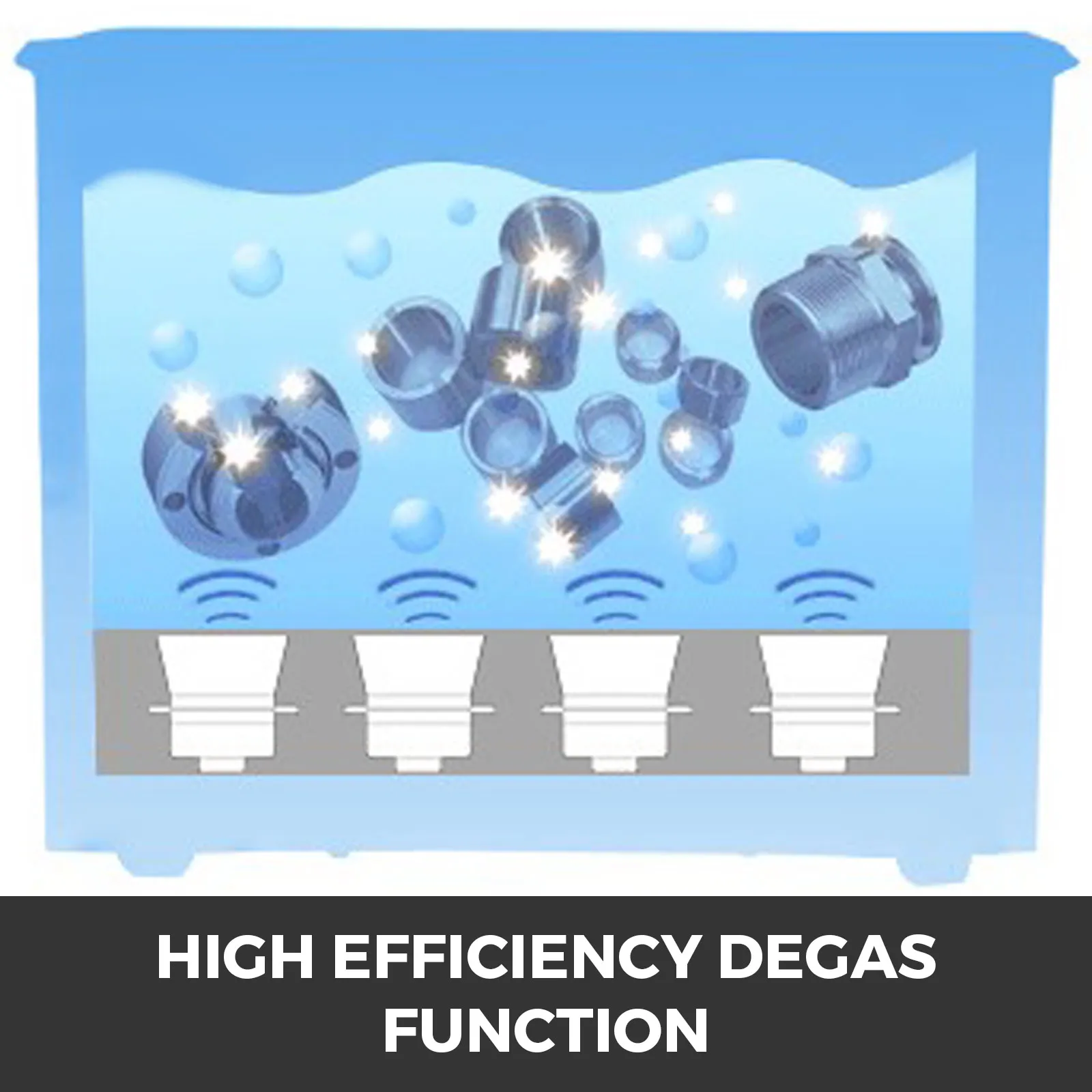 Pulitore ad ultrasuoni VEVOR con funzione degassificante ad alta efficienza per una pulizia ottimale.