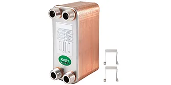 VEVOR heat exchanger with copper brazed plates and mounting brackets.
