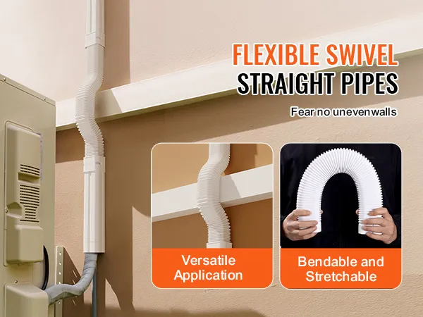 VEVOR mini split line set cover showcasing flexible straight pipes with versatile application and bendable design.
