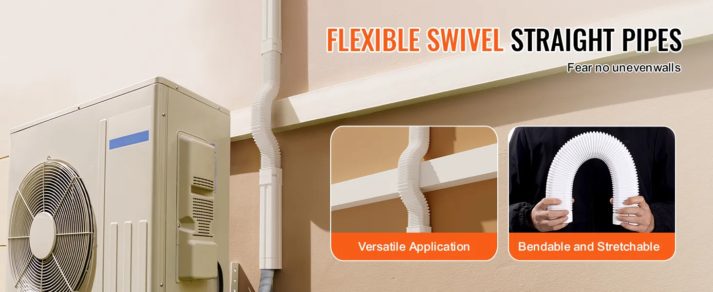 flexible swivel straight pipes for VEVOR mini split line set cover showcasing versatile application.