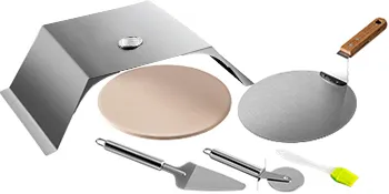 VEVOR pizza oven kit with pizza stone, peel, cutter, and brush.