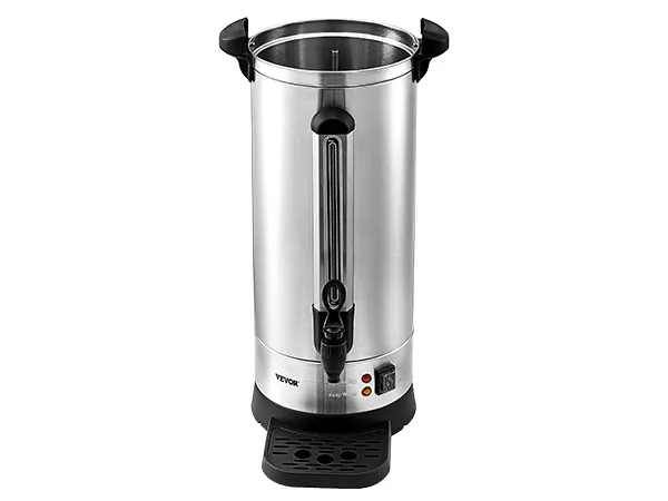 VEVOR coffee urn with stainless steel body, black handles, spout, and drip tray.