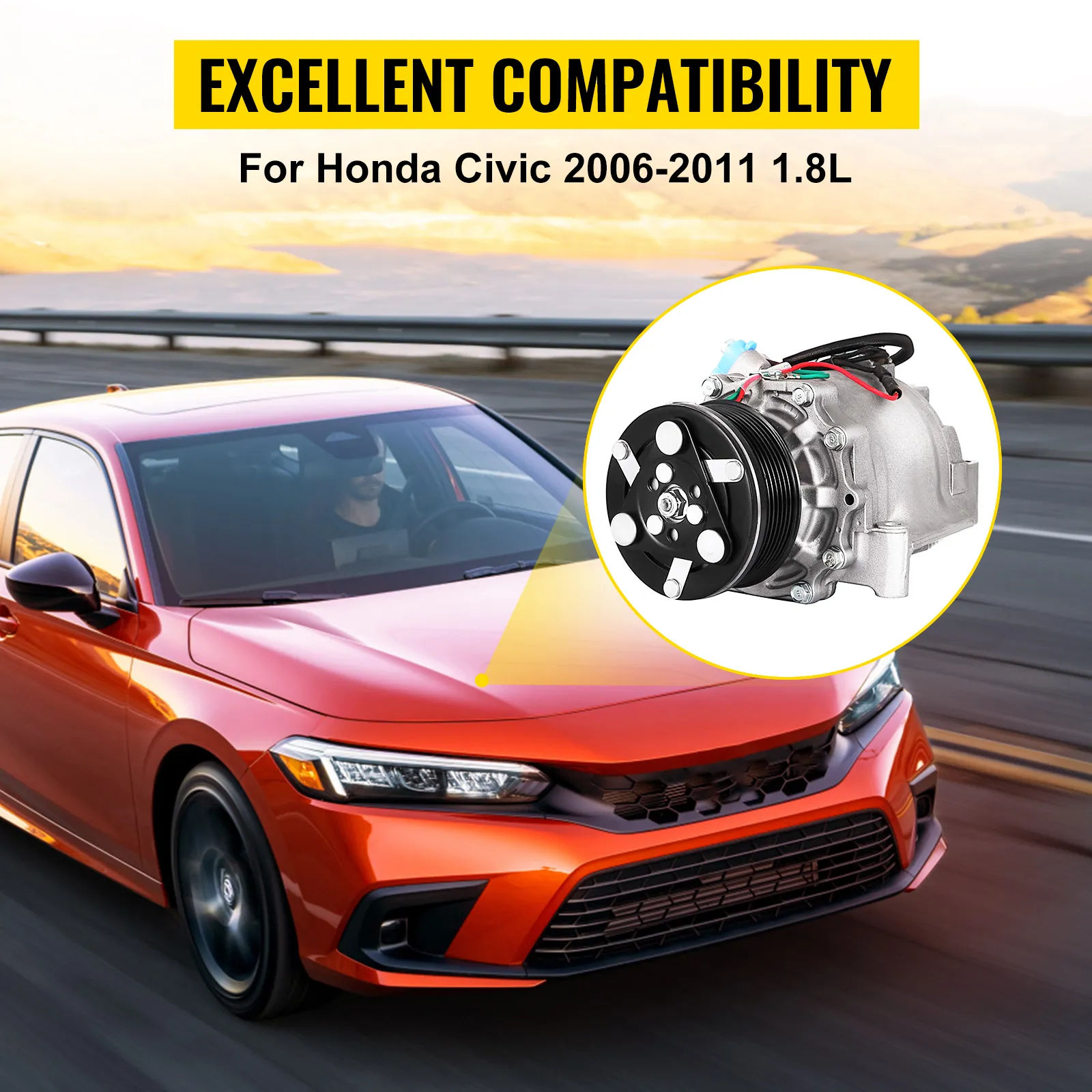 VEVOR honda civic ac compressor clutch, suitable for 2006-2011 1.8l model.