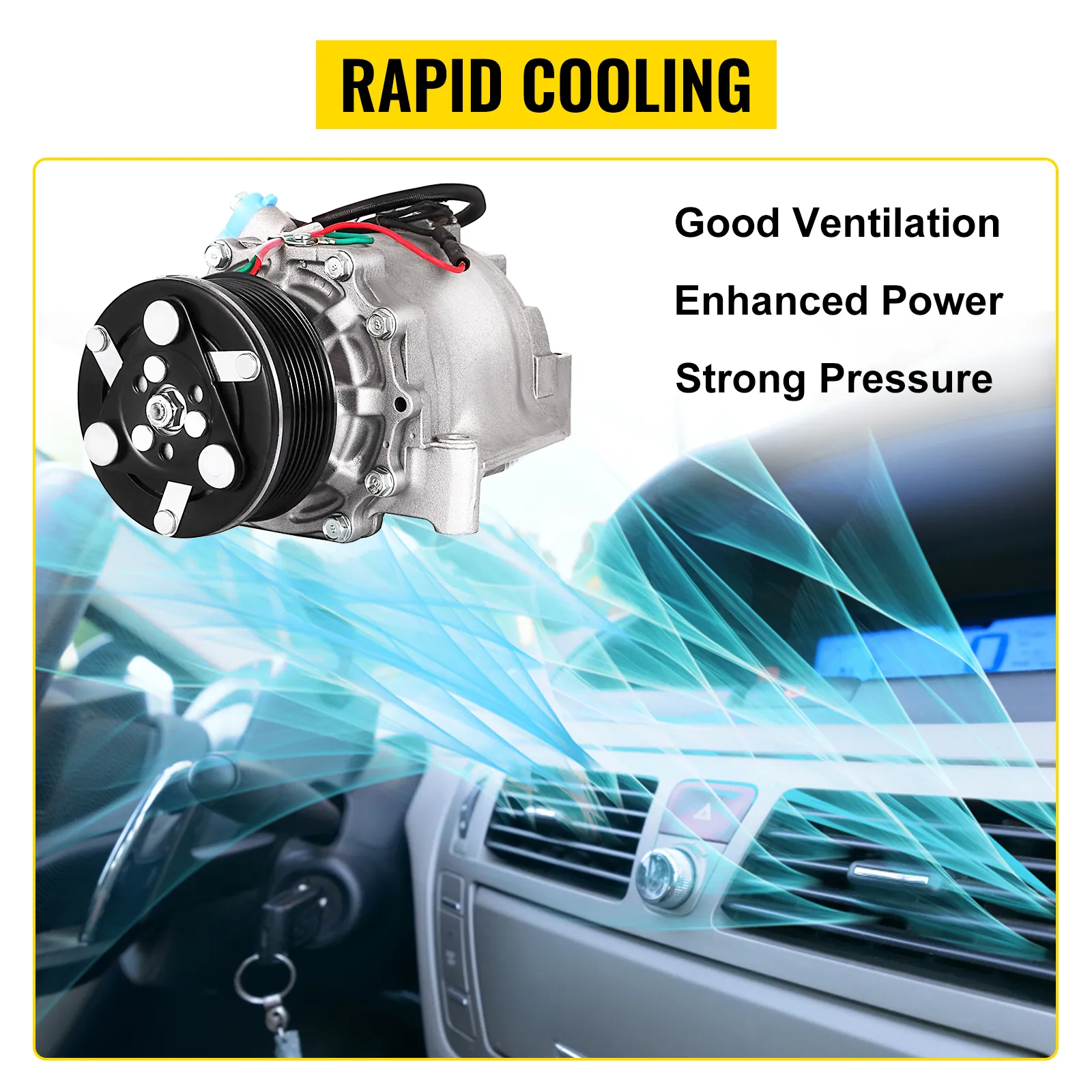 VEVOR honda civic ac compressor clutch, showcasing rapid cooling and strong pressure.