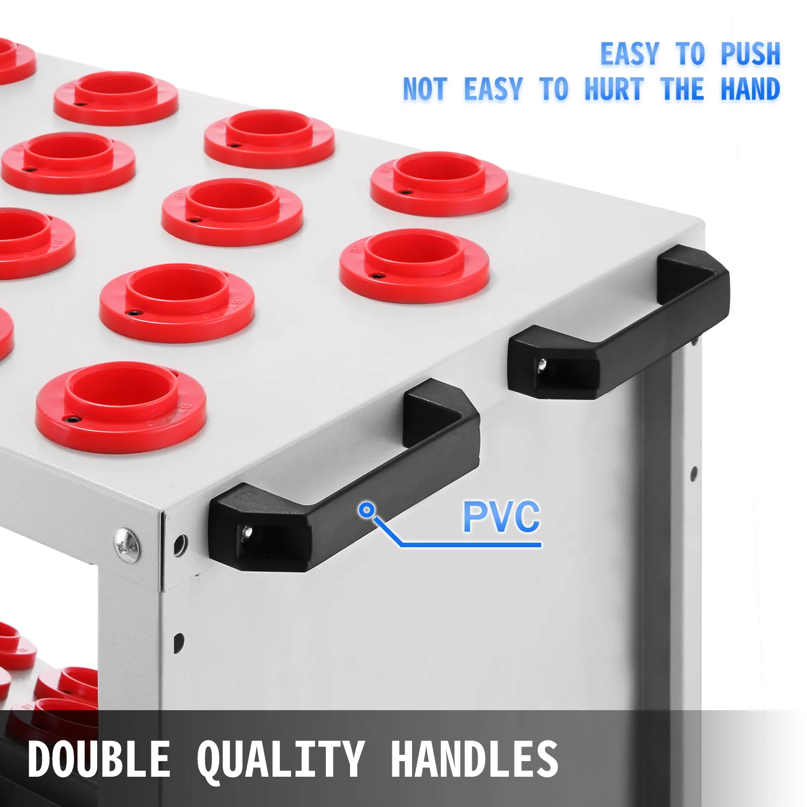 Carro de herramientas VEVOR con asas de doble calidad y portaherramientas rojos.