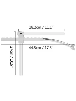 VEVOR dirt bike tire mounting tool measurements: 28.2cm, 44.5cm, 27cm.