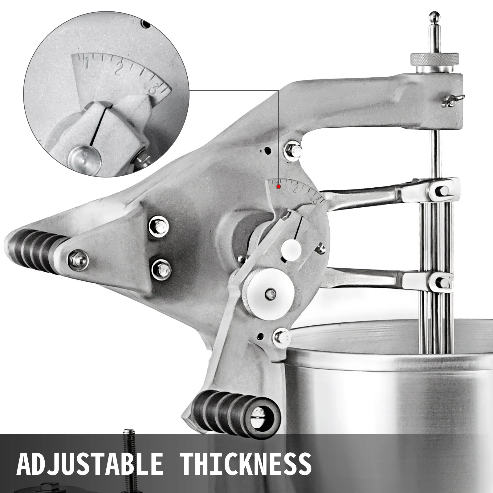 Freidora de donas VEVOR con dial y mecanismo de grosor ajustable.