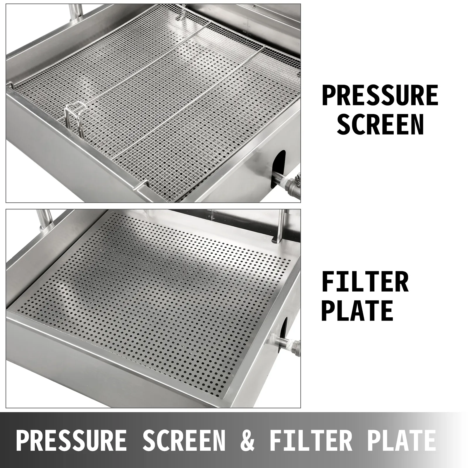 Freidora de donuts VEVOR con pantalla de presión y placa de filtro.