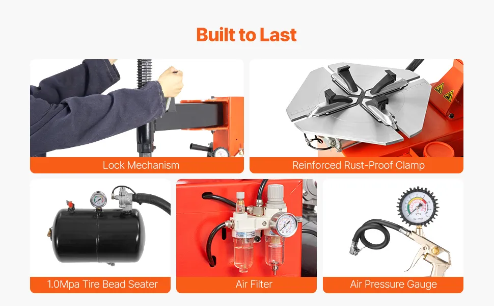 VEVOR Durable Tire Changer Machine 1.5HP Tire Changer with Air Pressure Gauge