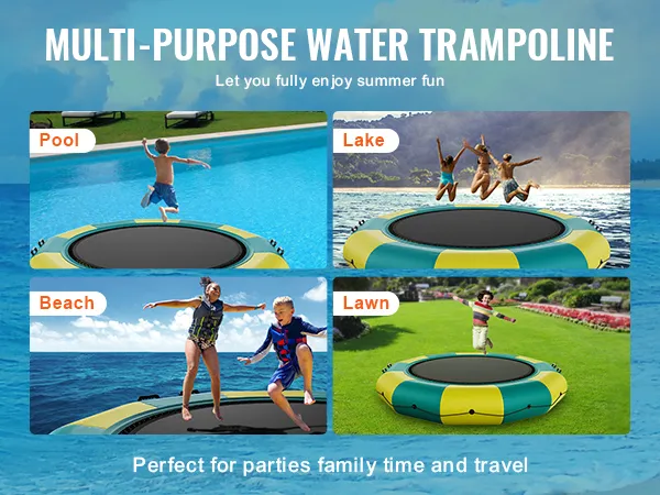 Multifunctionele VEVOR opblaasbare waterspringer voor plezier in het zwembad, op het meer, op het strand en op het gazon; perfect voor feestjes.