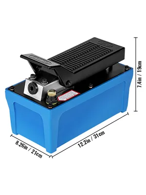VEVOR air hydraulic pump with dimensions 12.2 in x 8.26 in x 7.4 in