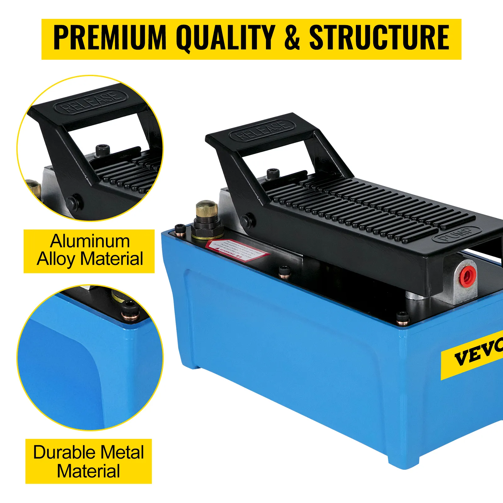 VEVOR air hydraulic pump with aluminum alloy and durable metal materials. premium quality.