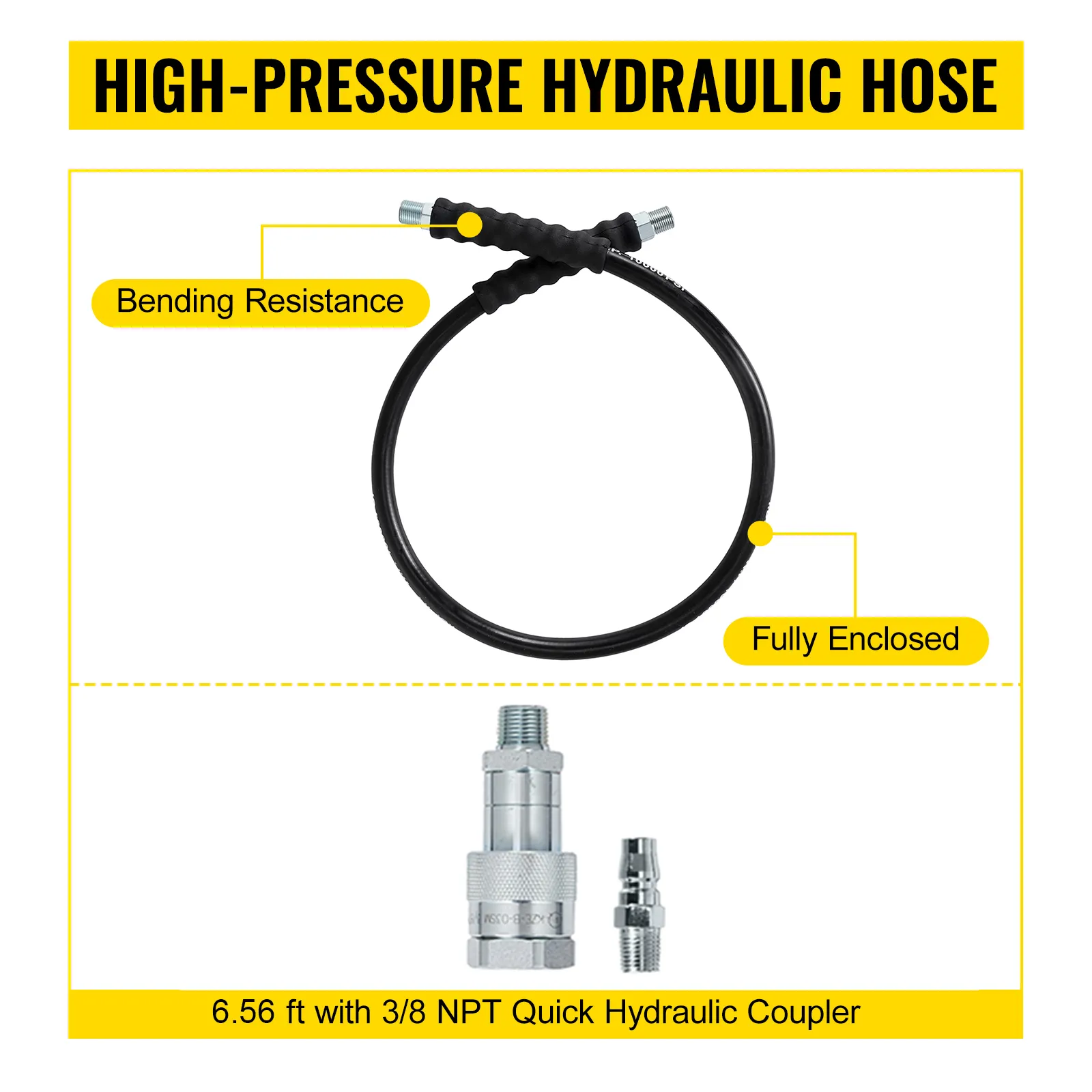 Manguera hidráulica de alta presión para bomba hidráulica neumática VEVOR con resistencia a la flexión.