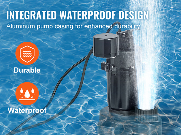 VEVOR Utility Sink Pump, 1/3 HP, 120-Volt, 2900 GPH Flow, 25