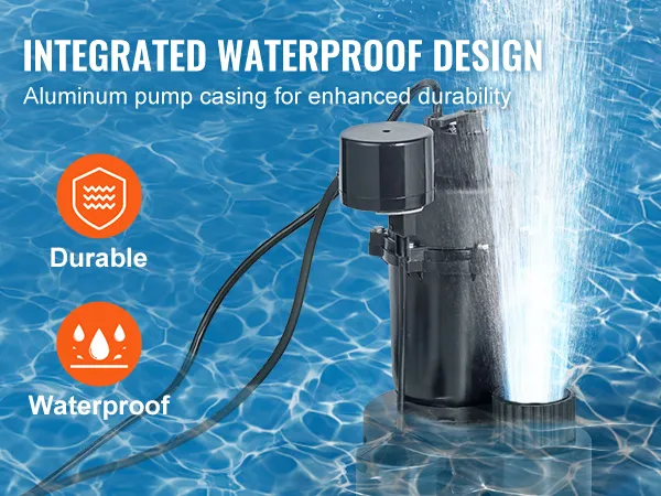 Bomba de fregadero utilitario VEVOR con carcasa de aluminio para mayor durabilidad en el agua con diseño impermeable integrado.