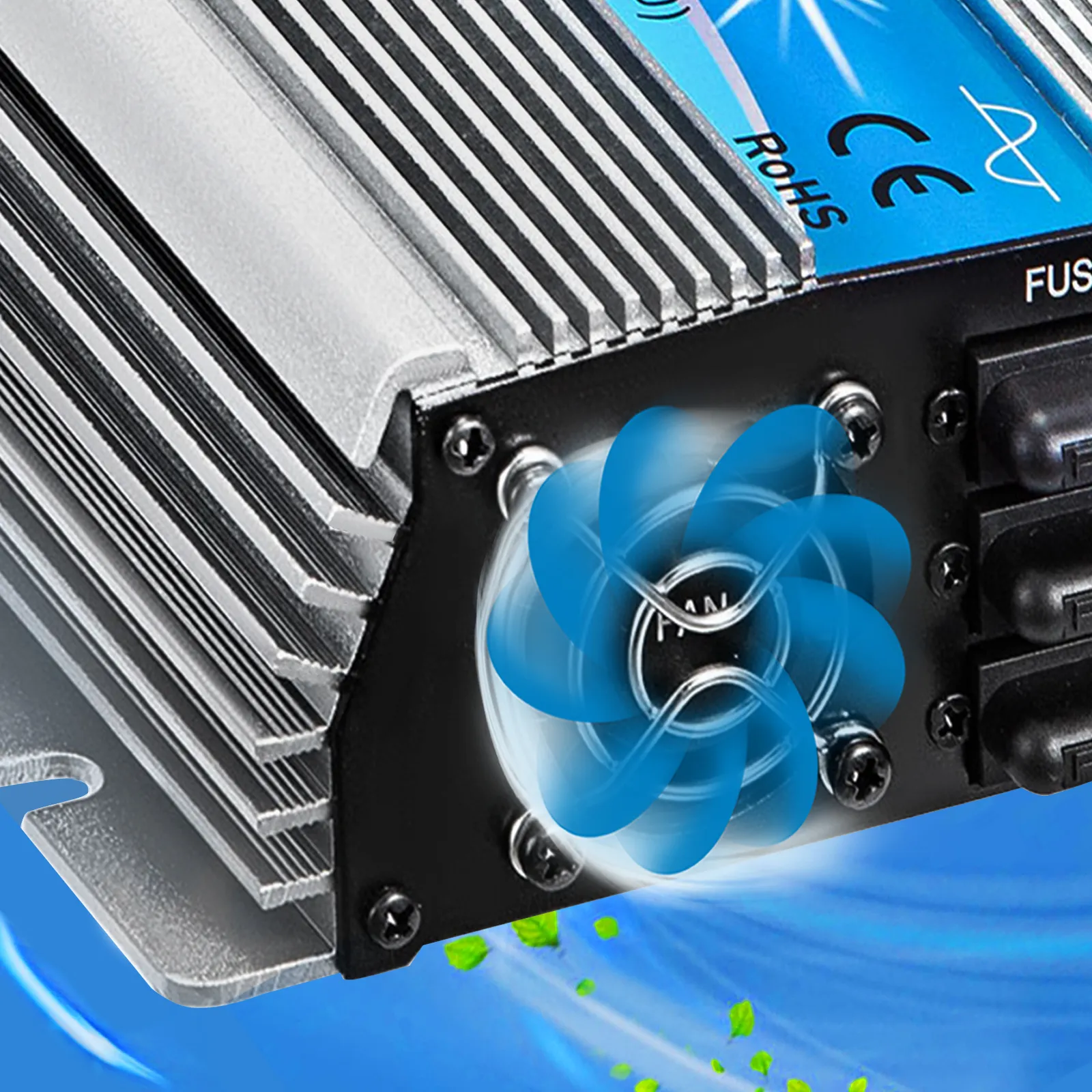 Inversor solar conectado a la red VEVOR con ventilador de refrigeración y aletas de disipador de calor de aluminio.