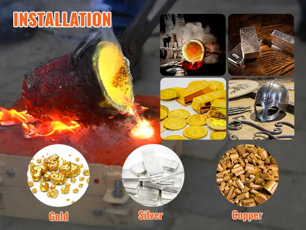 VEVOR propane melting furnace kit with gold, silver, copper, and metalworking applications.