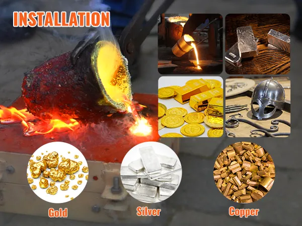 wide application for VEVOR propane smelting furnace: smelting gold, silver, and copper metals.