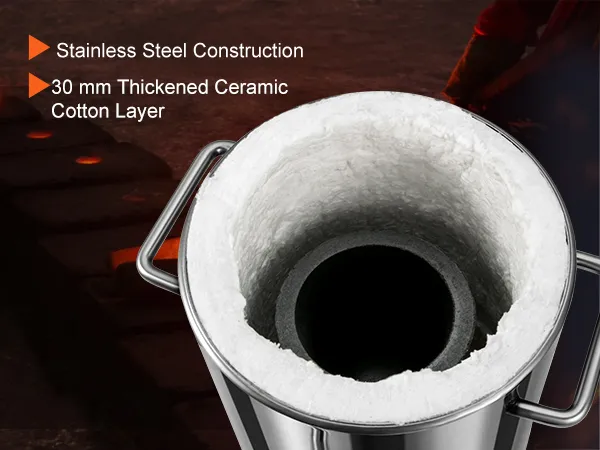 VEVOR propane smelting furnace with stainless steel construction and 30mm thickened ceramic cotton layer