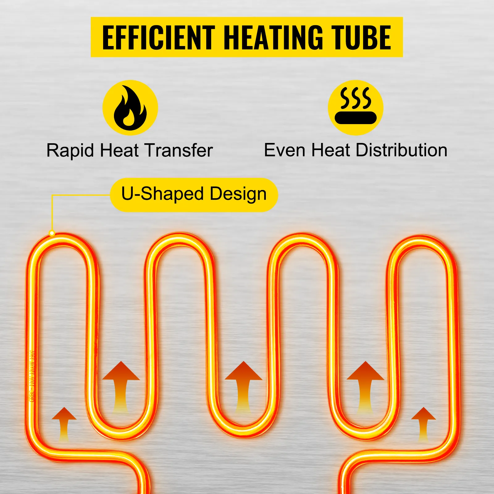 Efficiënte verwarmingsbuis met U-vormig ontwerp voor gelijkmatige warmteverdeling in de VEVOR commerciële voedselverwarmer.