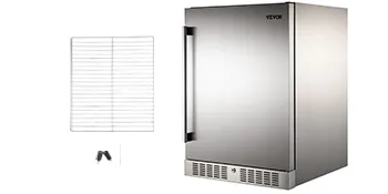 Frigorífico exterior VEVOR con acabado en acero inoxidable y estante desmontable.