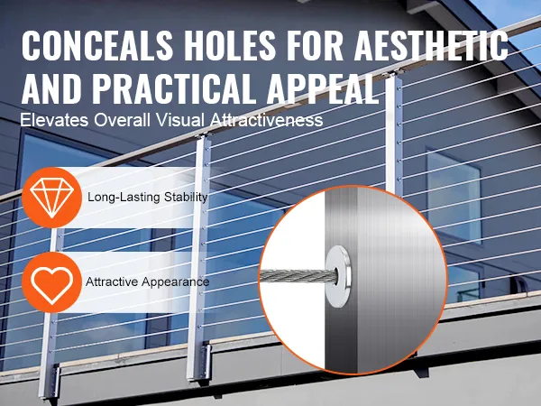 VEVOR stainless steel protector sleeves enhance railing aesthetics, providing long-lasting stability and attractiveness.
