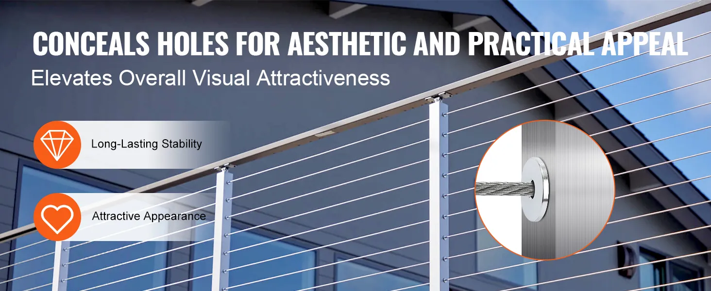 VEVOR stainless steel protector sleeves enhance railing aesthetics, providing long-lasting stability and attractiveness.