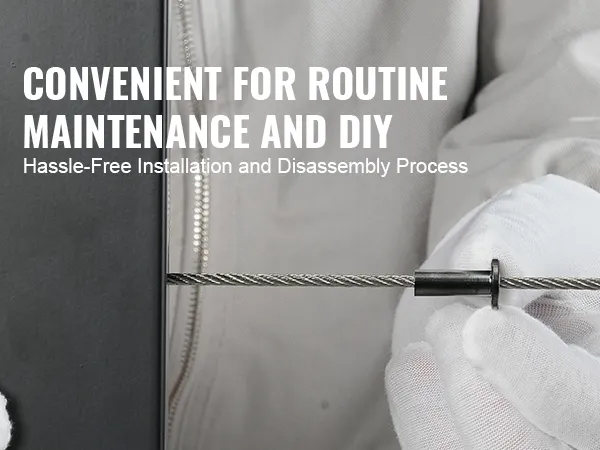 person demonstrating VEVOR stainless steel cable railing sleeves installation for easy diy maintenance.