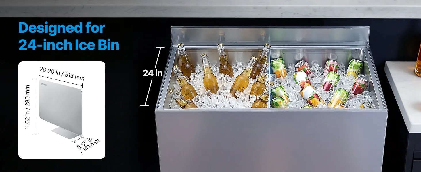 VEVOR Ice Bin Partition, 20.2 x 5.55 Inch, Stainless Steel Divider for ...