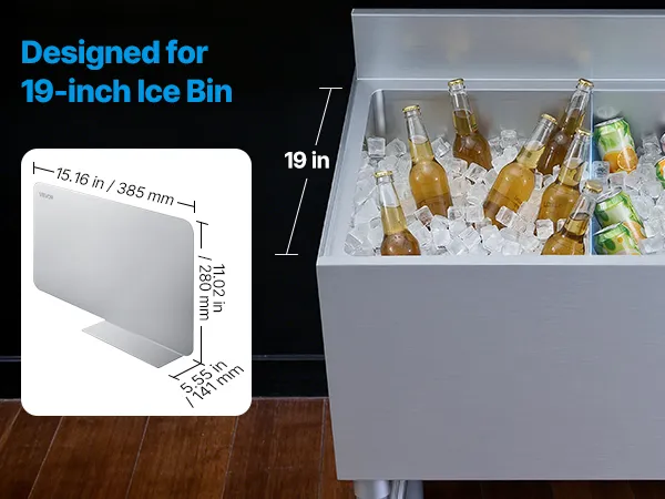 VEVOR Ice Bin Partition, 15.2 x 5.55 Inch, Stainless Steel Divider for ...