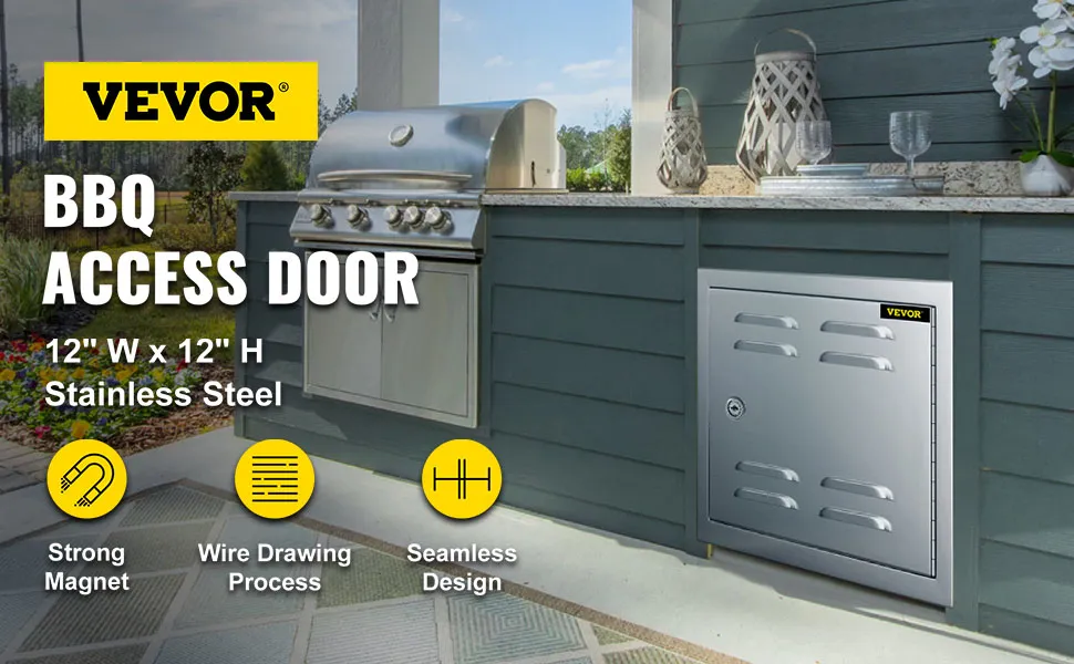 VEVOR geventileerde toegangsdeur van roestvrij staal voor buitenbarbecuekeuken.