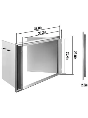 Puerta de acceso para barbacoa VEVOR, dimensiones 33x20,4 pulgadas, elegante acabado en acero inoxidable.