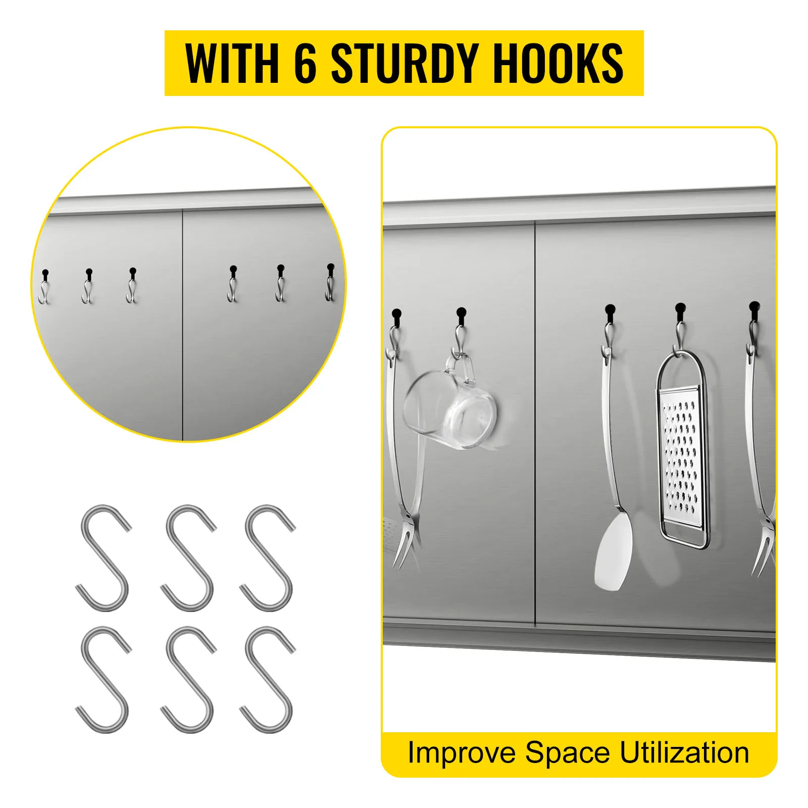 VEVOR outdoor kitchen door with 6 sturdy hooks for improved space utilization.