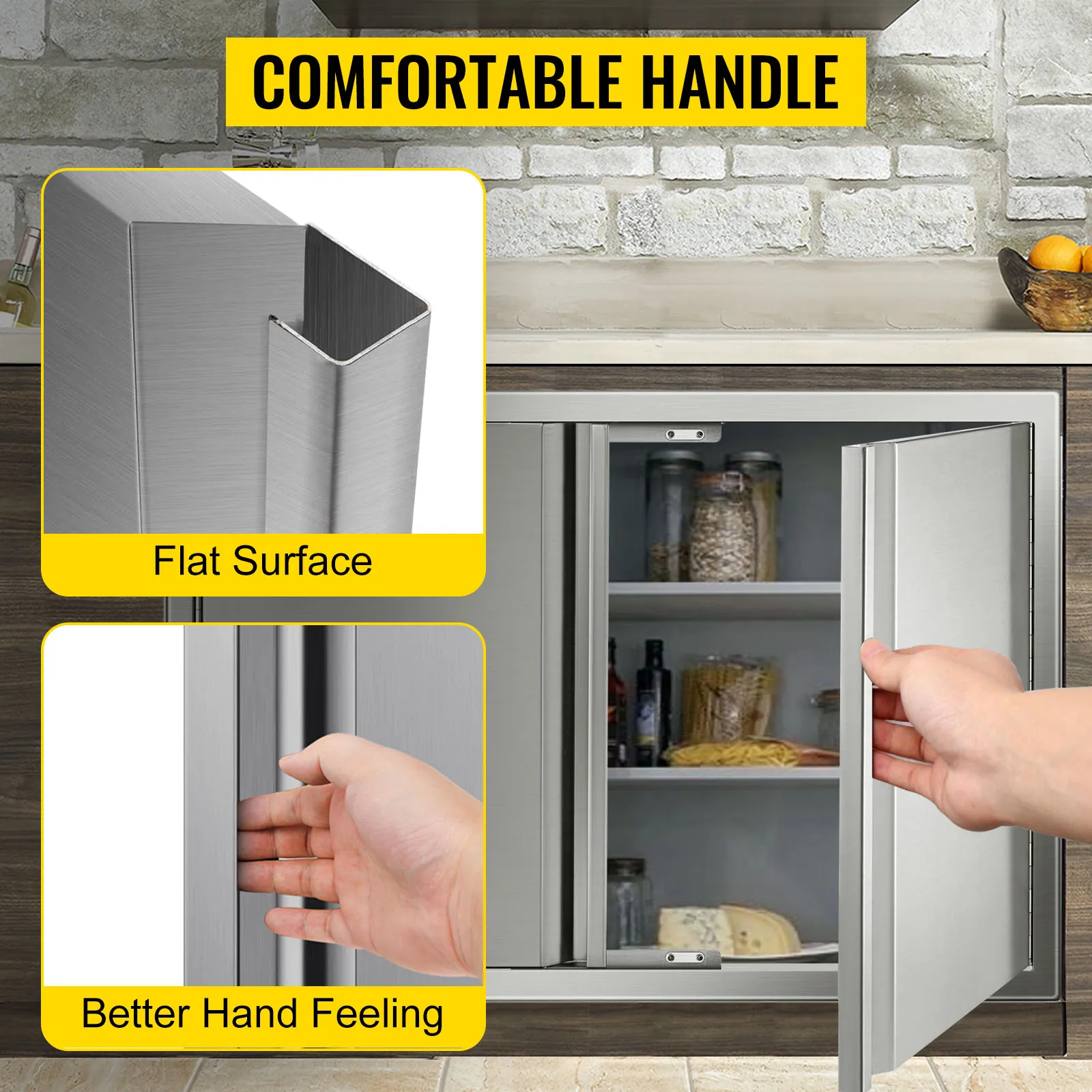 VEVOR-Grill-Zugangstür mit flacher Oberfläche und bequemem Griff für ein besseres Handgefühl.