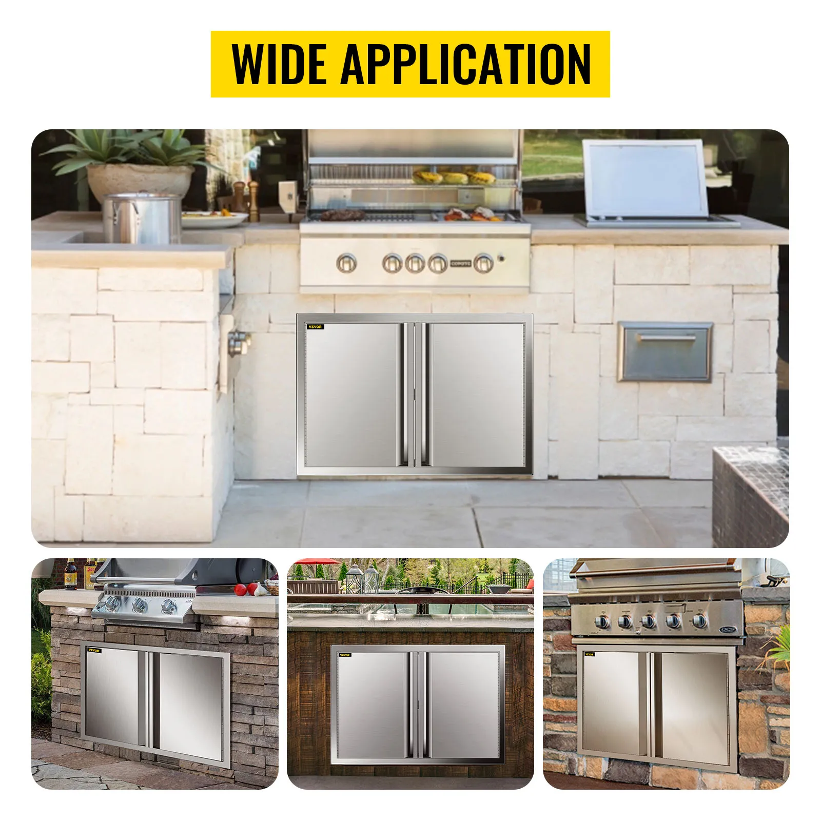 VEVOR Grill-Zugangstür für Außenküchen, Doppeltüren aus Edelstahl.