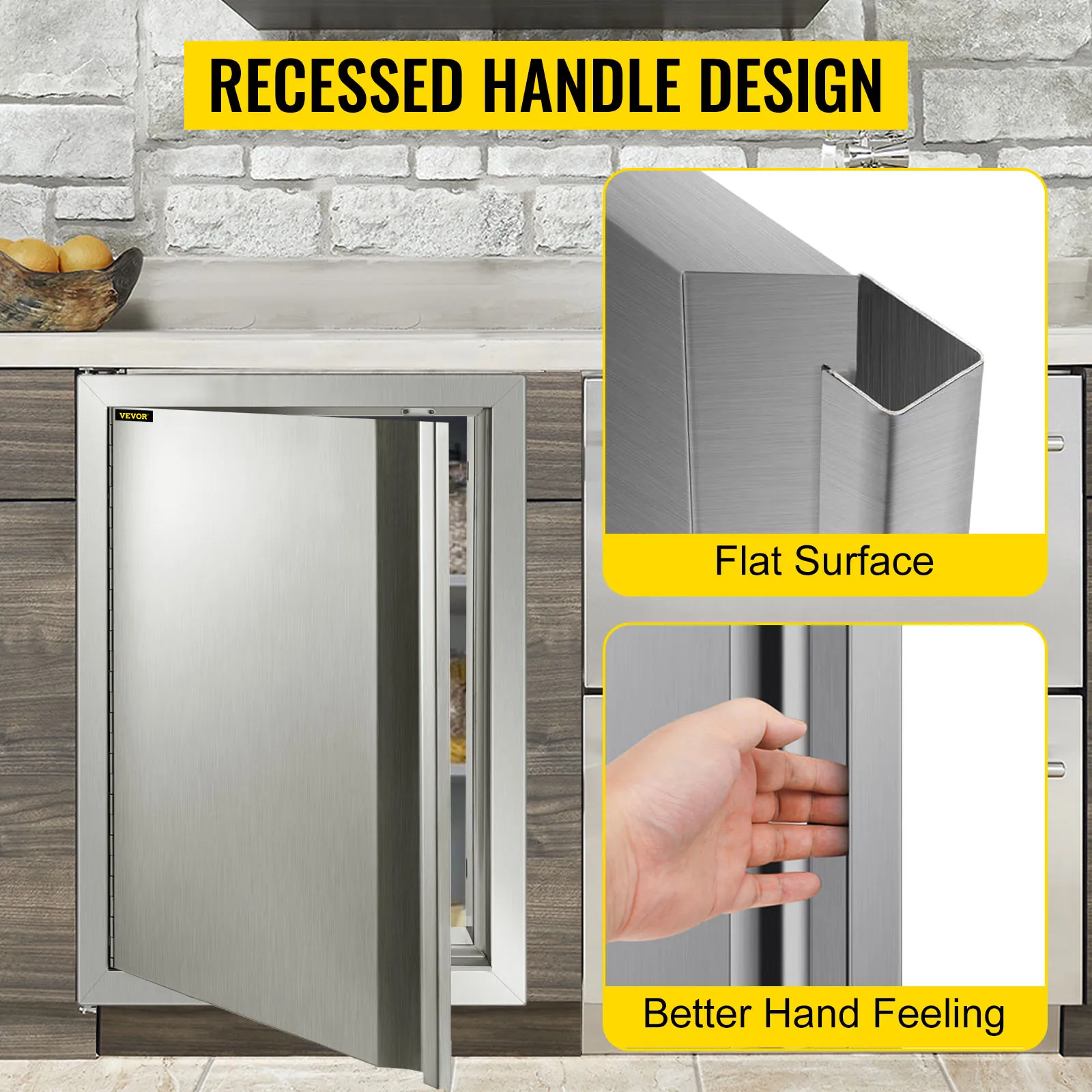 VEVOR bbq access door with recessed handle design, flat surface, and ergonomic grip.