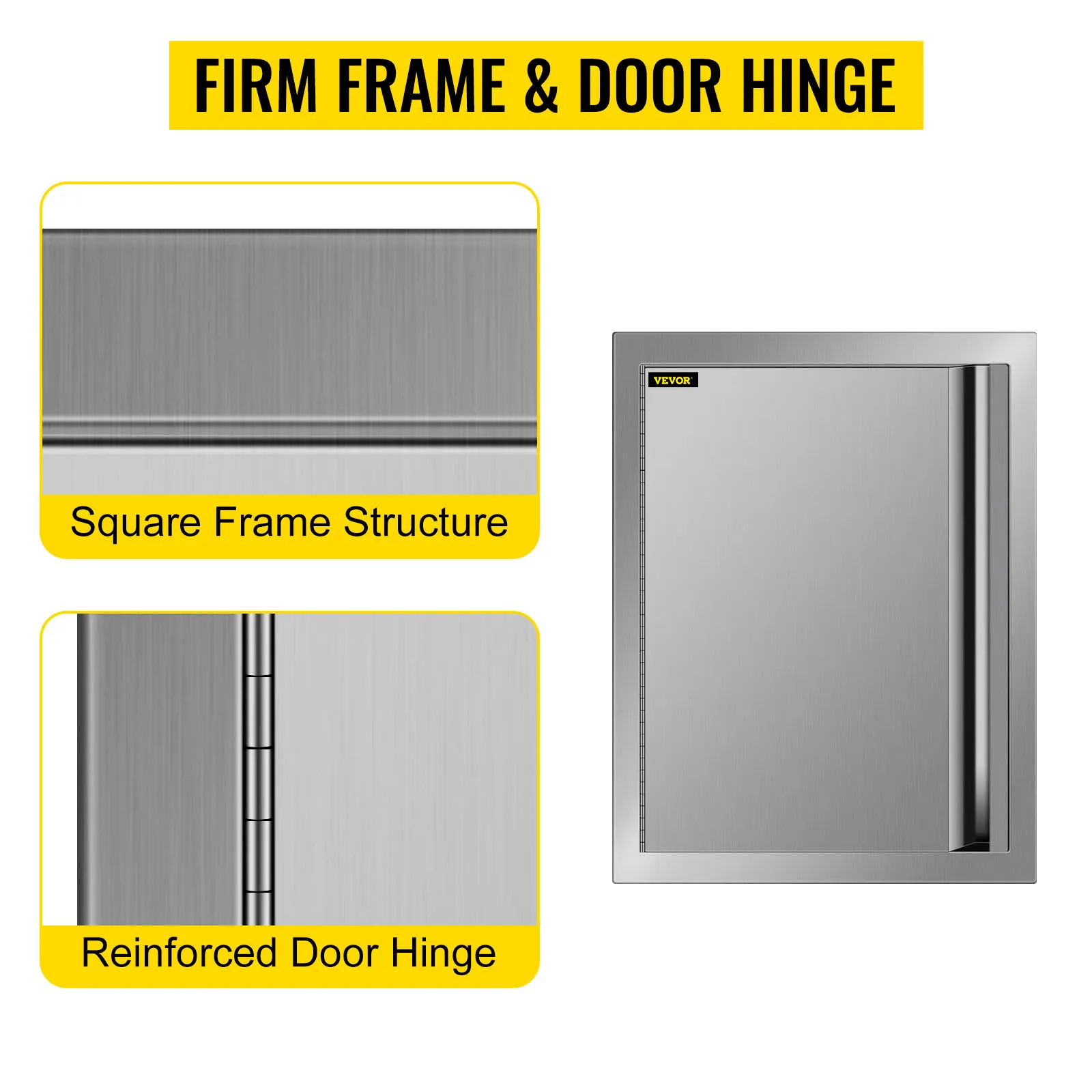 VEVOR bbq access door with square frame structure and reinforced door hinge.